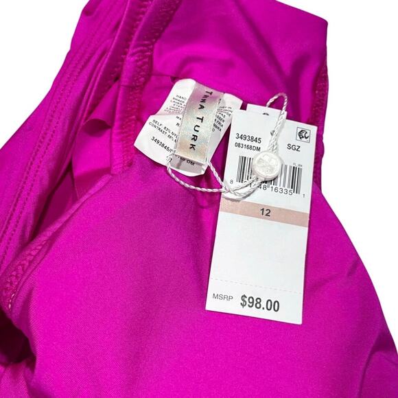 NWT! Trina Turk Monaco Ruffle One Shoulder Bikini Top in Stargazer - Size 10 - Picture 9 of 10